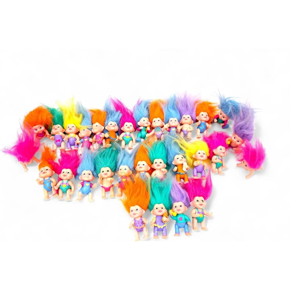 Lot of 25 Small Troll Dolls with Brightly Colored Hair Toy Figurines for‎ Kids
